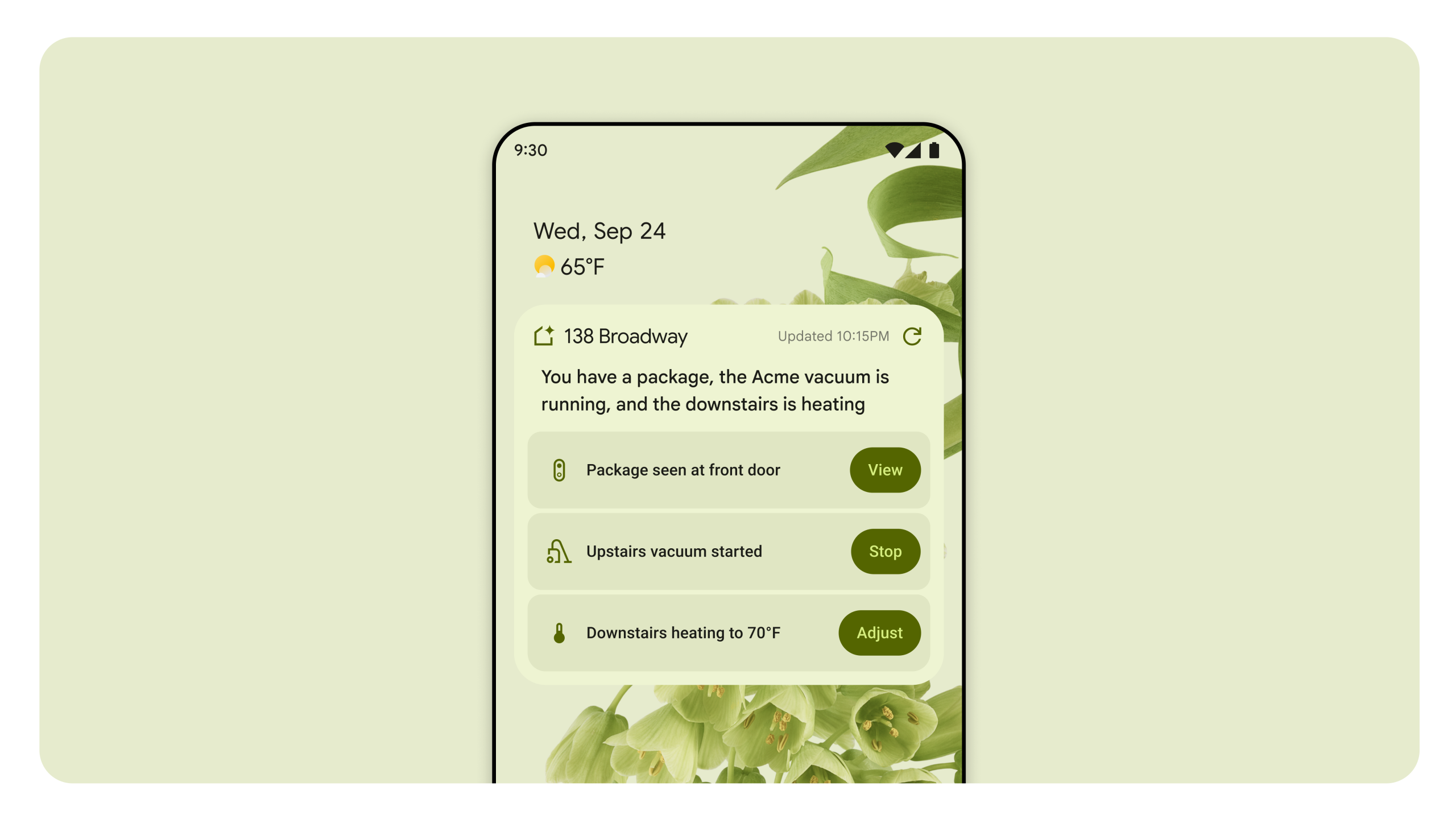 Home summary widget